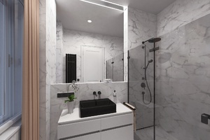 vizualizace koupelny - bílá varianta