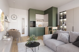 1-Room Apartment Interior Visualization (1+kk)