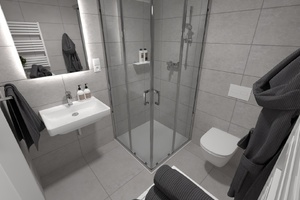 1-Room Apartment Bathroom Visualization (1+kk)