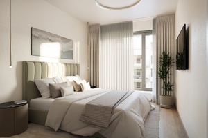 3-Room Apartment Bedroom Interior Visualization (3+kk)